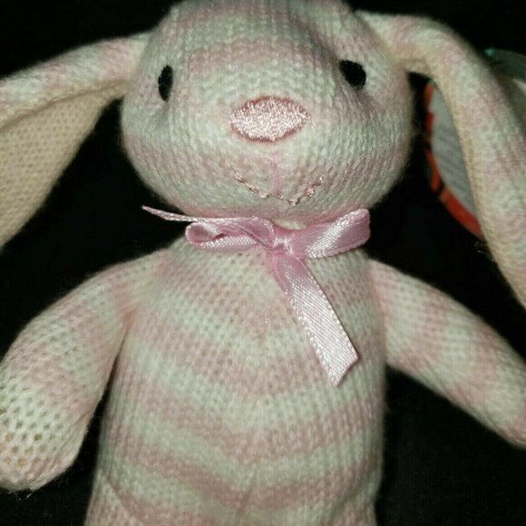 Lovey Plush Bunny Rabbit FAO Schwarz Pink & White Small Stuffed Animal Toy 4" - Picture 2 of 8